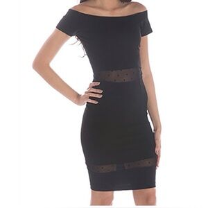 Torn by Ronny Kobo Black Dress with Mesh Detail
